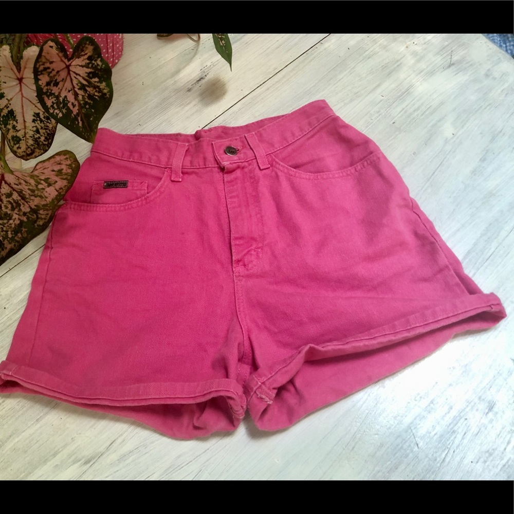 Bright Pink High Waisted Vintage Lee Denim Shorts